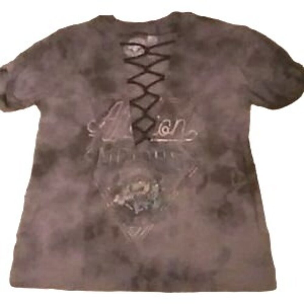 Affliction Gray Cut Out Y2K T-Shirt